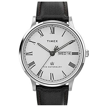 Timex Mens Waterbury Classic DayDate 40mm TW2U88400VQ Quartz Watch BlackSilverToneWhite