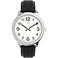 Timex Mens Easy Reader Bold 43mm Watch SilverTone Case White Dial with Black Leather Strap