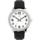 Timex Mens Easy Reader Bold 43mm Watch SilverTone Case White Dial with Black Leather Strap