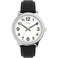 Timex Mens Easy Reader Bold 43mm Watch SilverTone Case White Dial with Black Leather Strap