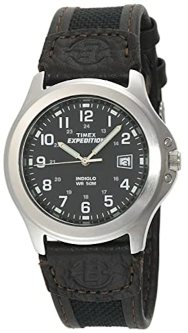 Timex Mens T40091 Expedition Metal Field BlackBrown NylonLeather Strap Watch