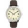 Timex Mens Easy Reader Bold 43mm Watch SilverTone Case Cream Dial with Brown Leather Strap