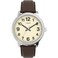 Timex Mens Easy Reader Bold 43mm Watch SilverTone Case Cream Dial with Brown Leather Strap