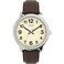 Timex Mens Easy Reader Bold 43mm Watch SilverTone Case Cream Dial with Brown Leather Strap