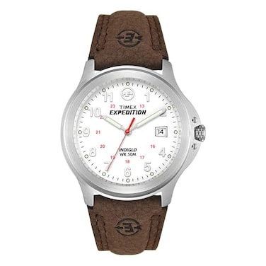 Timex Mens T44381 Expedition Metal Field Brown Leather Strap Watch