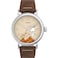 Timex x Peanuts Mens Standard 40mm Watch Fall SilverTone Case Beige Dial with Tan Genuine Leather Strap