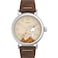 Timex x Peanuts Mens Standard 40mm Watch Fall SilverTone Case Beige Dial with Tan Genuine Leather Strap