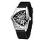 FORSINING New Men Waterproof Skeleton Triangular Mechanical Wrist Watch with Silicone Strap Silver and Black