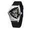 FORSINING New Men Waterproof Skeleton Triangular Mechanical Wrist Watch with Silicone Strap Silver and Black