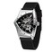 FORSINING New Men Waterproof Skeleton Triangular Mechanical Wrist Watch with Silicone Strap Silver and Black