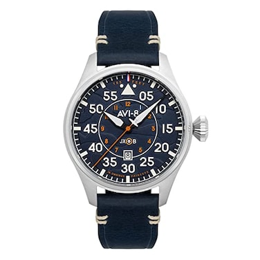 AVI-8 AVI8 Mens 46mm Hawker Hurricane Clowes Automatic Acklington Pilot Watch with Genuine Leather Strap AV409702