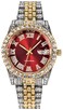 HUNRUY Hip Hop Watches for Men IcedOut Bling Diamond Luxury Quartz Watches with Date 40mm Red