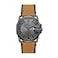 Diesel Master Chief Stainless Steel and Leather ThreeHand Analog Mens Watch Color Gunmetal Tan Model DZ1964