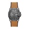Diesel Master Chief Stainless Steel and Leather ThreeHand Analog Mens Watch Color Gunmetal Tan Model DZ1964