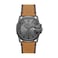 Diesel Master Chief Stainless Steel and Leather ThreeHand Analog Mens Watch Color Gunmetal Tan Model DZ1964