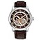 Bulova Mens Stainless Steel Automatic Rose Two Tone Brown Skeleton Dial