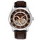 Bulova Mens Stainless Steel Automatic Rose Two Tone Brown Skeleton Dial