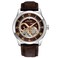 Bulova Mens Stainless Steel Automatic Rose Two Tone Brown Skeleton Dial