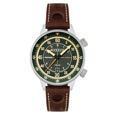 Cadola Mens 46mm Rally Timer Automatic Bottle Green Watch with Leather Strap CD105904