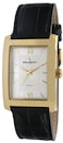Peugeot Mens Rectangular Textured Roman Numeral Dial Classic Dress Wrist Watch with Leather Strap Band