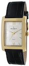 Peugeot Mens Rectangular Textured Roman Numeral Dial Classic Dress Wrist Watch with Leather Strap Band