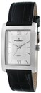 Peugeot Mens Rectangular Textured Roman Numeral Dial Classic Dress Wrist Watch with Leather Strap Band