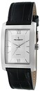 Peugeot Mens Rectangular Textured Roman Numeral Dial Classic Dress Wrist Watch with Leather Strap Band