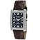 Peugeot Mens Rectangular Textured Roman Numeral Dial Classic Dress Wrist Watch with Leather Strap Band