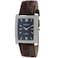 Peugeot Mens Rectangular Textured Roman Numeral Dial Classic Dress Wrist Watch with Leather Strap Band