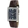 Peugeot Mens Rectangular Textured Roman Numeral Dial Classic Dress Wrist Watch with Leather Strap Band