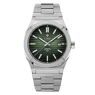 CADISEN Mens Automatic Watch Mechanical Casual Watches for Men Wristwatch Stainless Steel Strap Green
