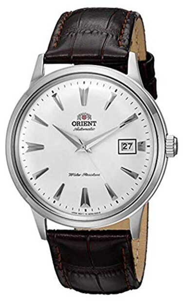 Orient Mens HandWinding Automatic Japanese Stainless Steel Leather Wrist Watch for Men with Date Display Luxury 2nd Gen Bambino Version I 405mm Case Diameter