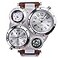 NICERIO Mens Big Face Watches Cool Wrist Watch Genuine Leather Strap Dual Time Zone Sport Watch Analog Quartz Display with Thermometer Compass