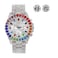 Charles Raymond Timepiece Got Colors that Aint Even on the Rainbow Flawless Multi Color Big Diamond Ice Rollie ST10327DxxS ST10327CO Silver Rainbow