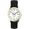 Timex Mens Easy Reader 35mm Watch GoldTone Case White Dial with Black Leather Strap