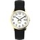 Timex Mens Easy Reader 35mm Watch GoldTone Case White Dial with Black Leather Strap