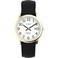 Timex Mens Easy Reader 35mm Watch GoldTone Case White Dial with Black Leather Strap