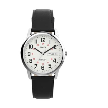 Timex Mens Easy Reader Classic 35mm Watch Black Strap White Dial SilverTone Case