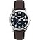 Timex Mens Easy Reader 38mm Watch SilverTone Case Blue Dial with Brown Leather Strap