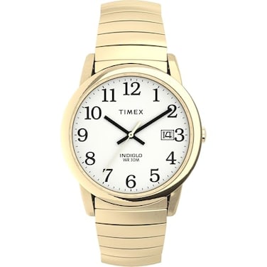 Timex Mens Easy Reader 35mm Watch GoldTone Case White Dial with GoldTone Tapered Expansion Band