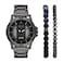 RELIC Rylan ThreeHand Black Metal Watch Gift Set with Bracelet Accessories Model ZR97000