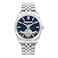 Kenneth Cole New York Mens Automatic Watch 43mm Blue Dial with Silver CoinEtched Top Ring Stainless Steel Bracelet
