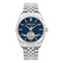 Kenneth Cole New York Mens Automatic Watch 43mm Blue Dial with Silver CoinEtched Top Ring Stainless Steel Bracelet