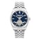 Kenneth Cole New York Mens Automatic Watch 43mm Blue Dial with Silver CoinEtched Top Ring Stainless Steel Bracelet