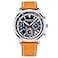 Stuhrling Original Chronograph Watch Mens Watches 44mm Steel Case Blue Dial with Leather Strap Tachymeter 24Hour Subdial