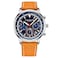 Stuhrling Original Chronograph Watch Mens Watches 44mm Steel Case Blue Dial with Leather Strap Tachymeter 24Hour Subdial
