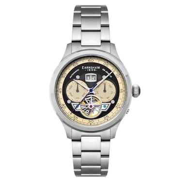 Thomas Earnshaw Mens 43mm Baron Grand Date Calendar Open Heart Automatic Watch with Solid Stainless Steel Bracelet ES818722