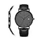 BUREI Mens Fashion Minimalist Wrist Watch Analog Date with Leather Strap Dark Grey