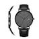 BUREI Mens Fashion Minimalist Wrist Watch Analog Date with Leather Strap Dark Grey