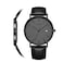 BUREI Mens Fashion Minimalist Wrist Watch Analog Date with Leather Strap Dark Grey